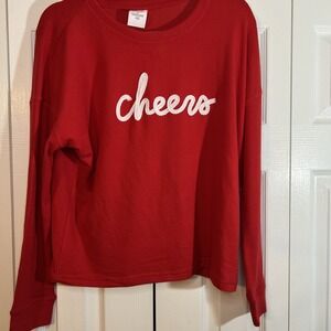 Jasmine‎ + Ginger Red W/Embroidered White Lettering Women's Medium Sweater Soft